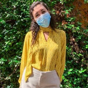 LOFT Yellow Patterned Blouse